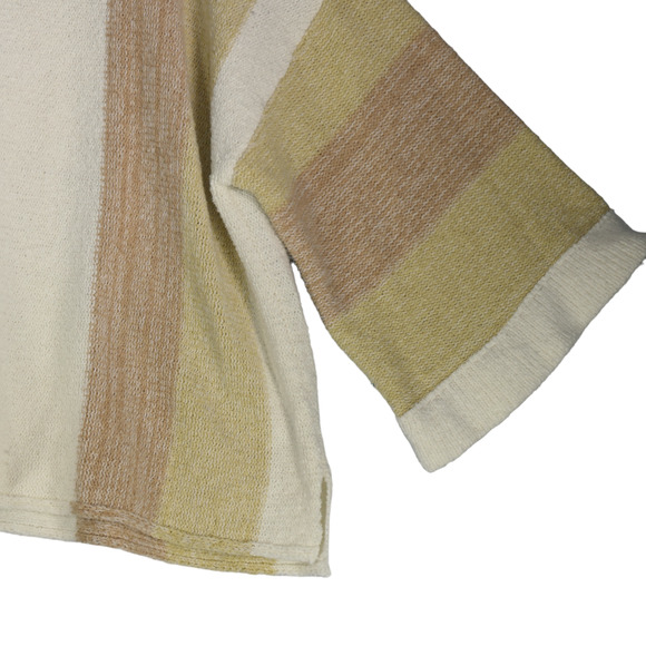 BKE Sweater Womens Large Brown Ivory Cropped Boxy Cotton Blend Kimono Sleeve - Picture 4 of 7